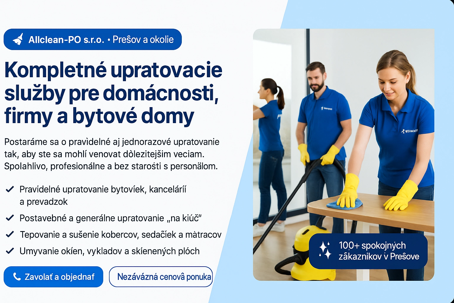 Tím Allclean-PO pri upratovaní